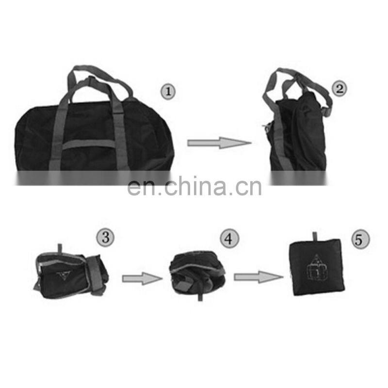 Black Printed Lightweight Water Resistant Travel Folding Gym Bag