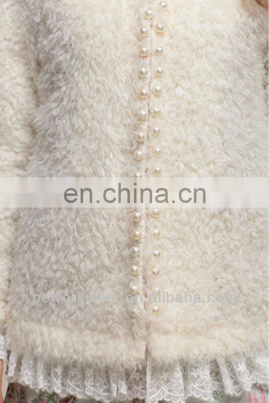 Top quality luxuary white lamb wool coat for young giral