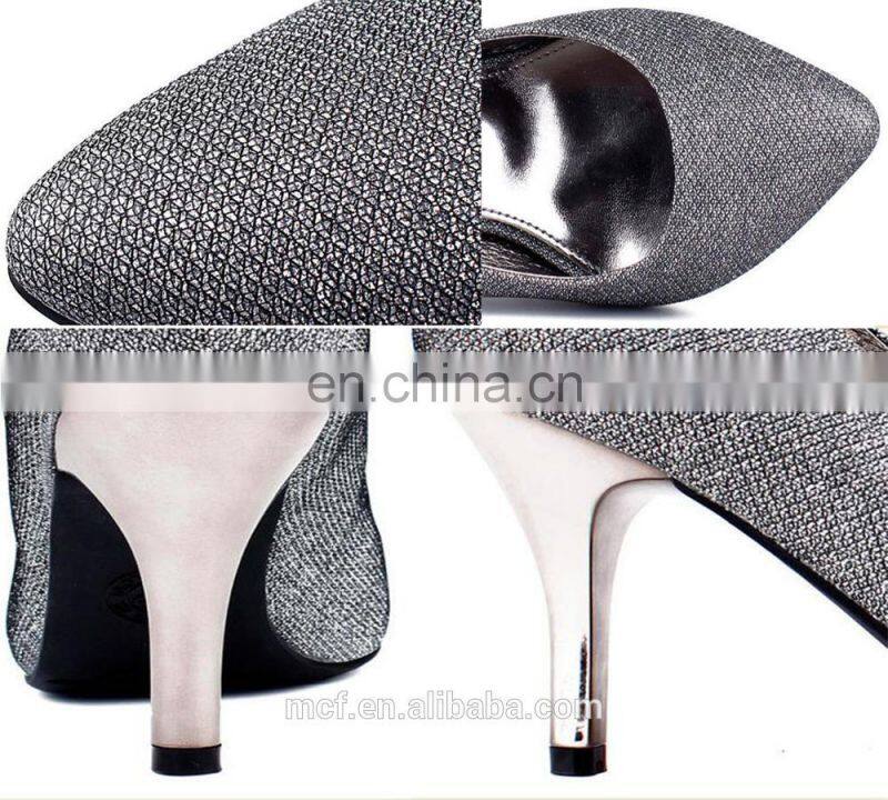 MCH-2393 New 2017 fashion Western style women Solid Color pointed shoes bling-bling sequin thin high heel shoes wholesale