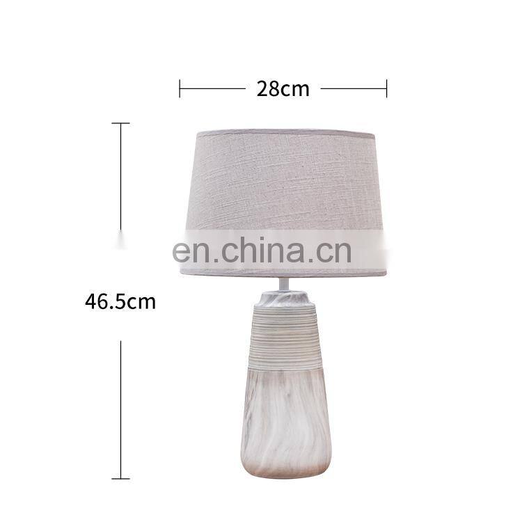 Nordic style modern design barrel shape large cheap retro ceramic base table lamp for home bedside