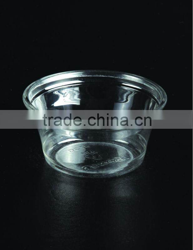 disposable 2oz plastic portion cup, small size PET sauce cup with flat lid, 60ml take away souffle cup, plastic condiment base