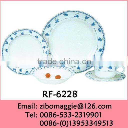 Zibo Made Good Quality Nice Floral Designed 16pcs Stoneware Dinner Set for Tableware