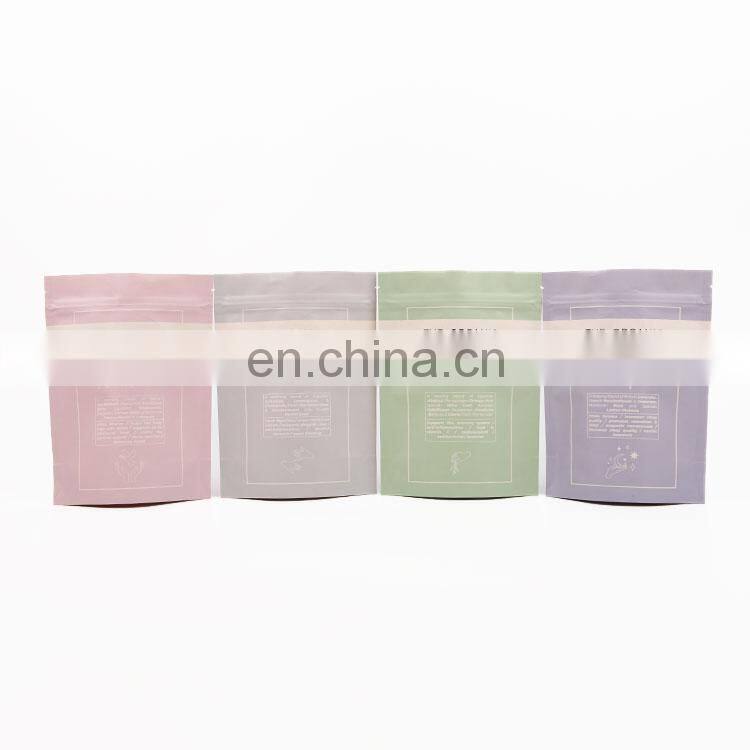 Customized Printed Resealable Food Grade Ziplock Doypack Moisture-proof Zipper Kraft Paper Bag Tea Bag with Tear Notch