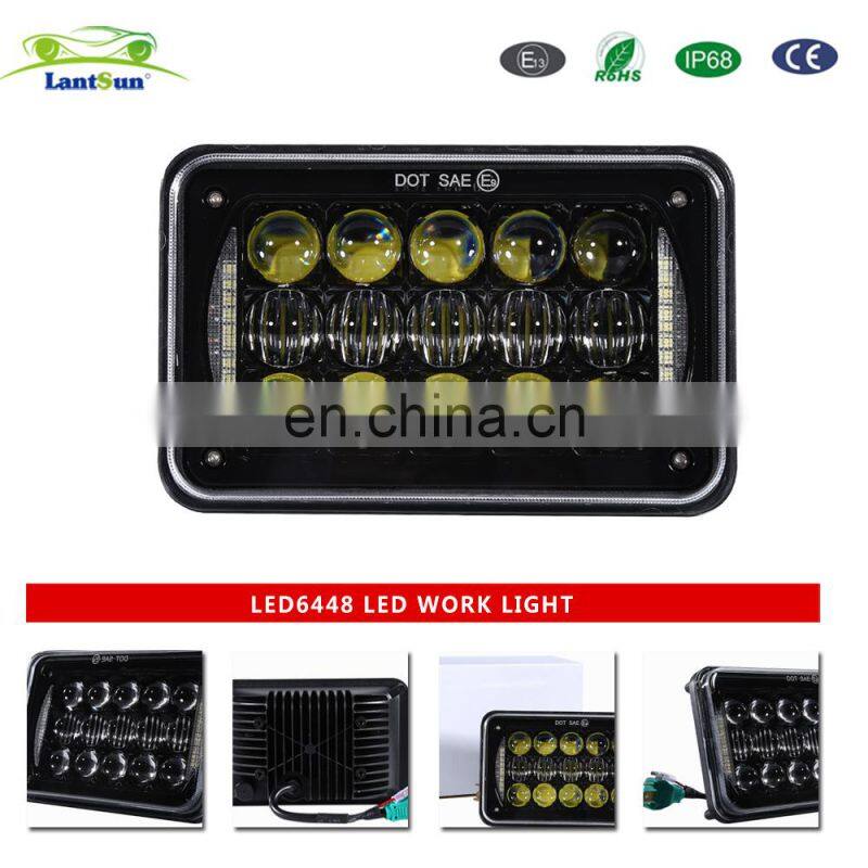 LED6448 LED WORK LIGHT Aluminum Alloy 4*6INCH 4x6 48w pair 4700L for truck auto car Rectangular LED Headlight with DRL LANTSUN
