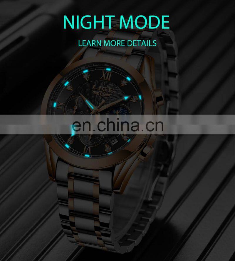 LIGE 8912 Fashion Men Watch Top Brand Luxury Waterproof Sport Watch Luminous Men Quartz Chronograph Wristwatch