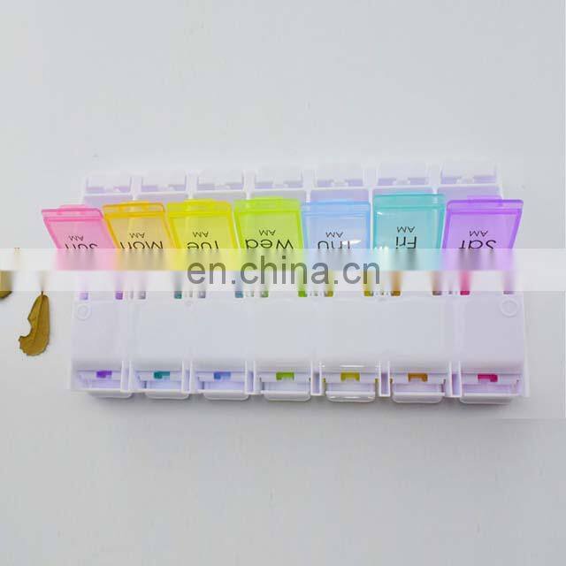 Hot Sell Large Compartment Weekly Pill Box Cases 7 Days Pill Box Organizer With Spring Open