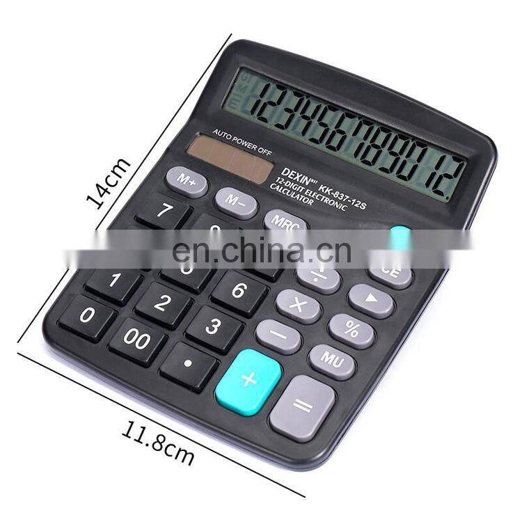 Factory Supply Original Dexin 12 Digit Dual Power Desk Real Solar Energy Cheap Two Power AA Battery Desktop Office Calculator