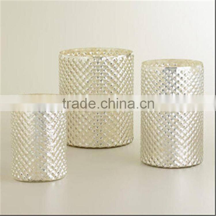 Silver Glass Vase For Flower & Votive Candle Holders for Entertaining Romantic Dinner