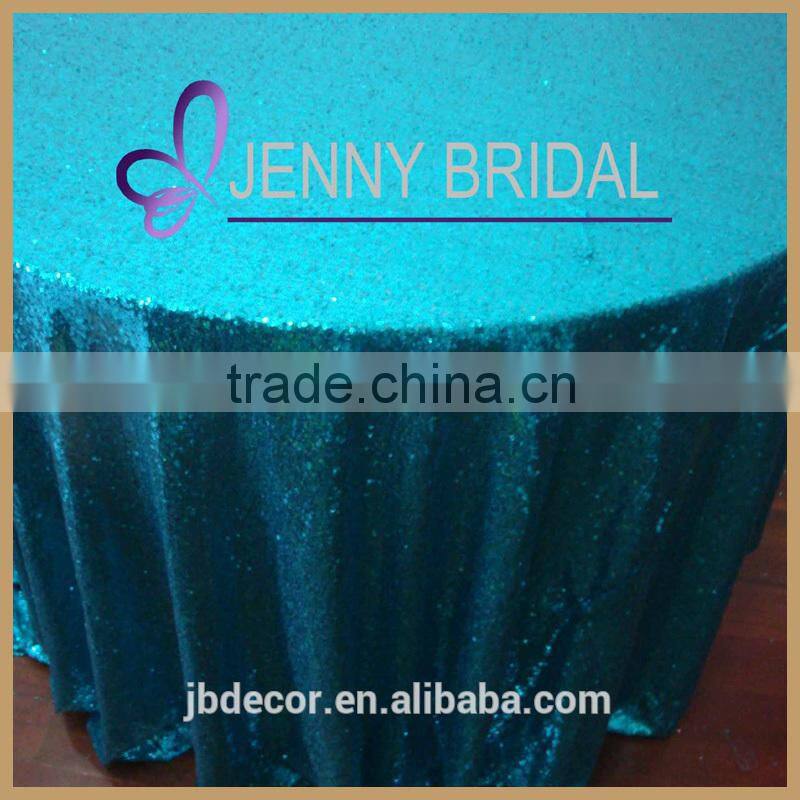 SQN#9 oriental blue turquoise polyester sequin wholesale tablecloth