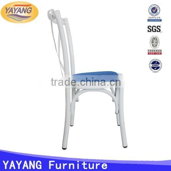 Popular metal iron PU leather seat straw cross back chair stacking in dining chairs