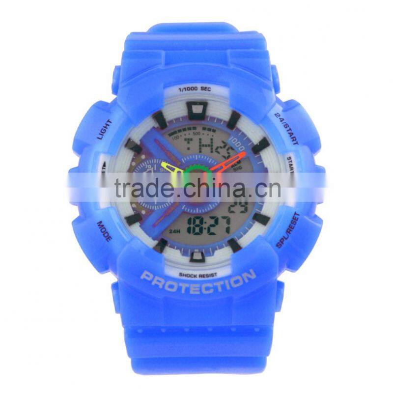 LP1369 2016 fashion stainless steel case back digital silicone rubber watch