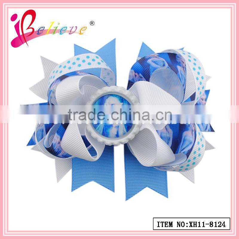 2014 Super hot sale kids hair accessories jewelry wholesale ribbon bow bobby pin (QRJ-0029)