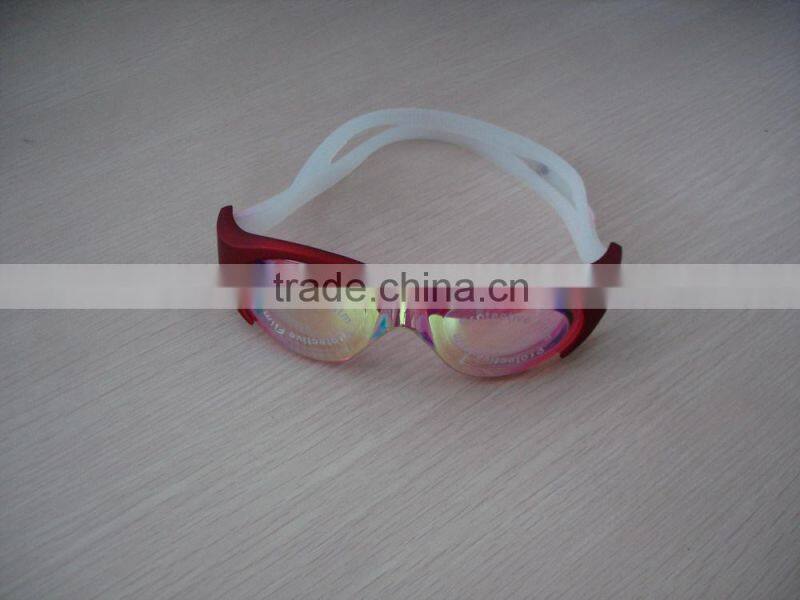 mirror coated swimming goggles with anti-fog,UV protection