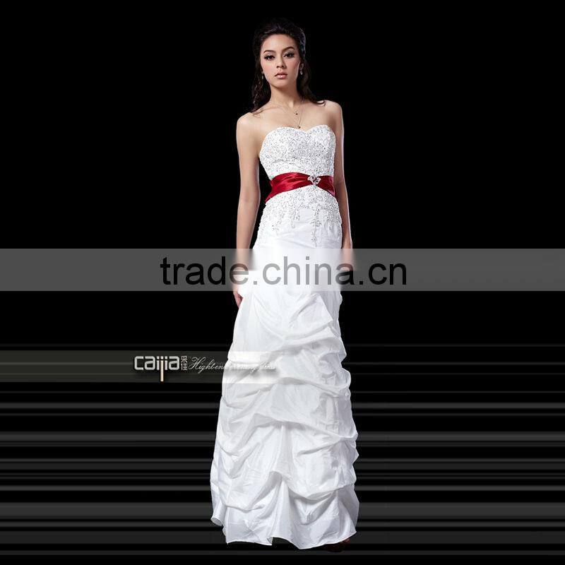 Floor Length Sweetheart Beaded Red and White New Arrival High Quality Wedding Dress / Evening Dresses