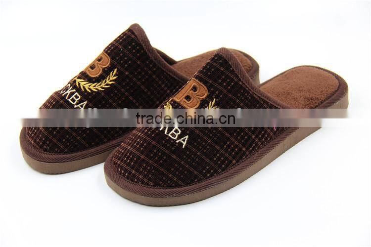 New 2014 Autumn Winter Men Slippers indoor Shoes anti-skid Home Flat Shoes padded Striped Warm leisure catton Shoes