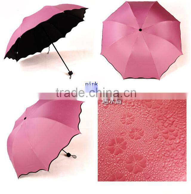 Alibaba china supplier 3 folding colour changing umbrellachange color when wet umbrella