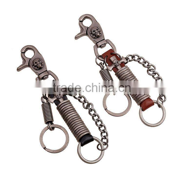 2015 Yiwu Factory Direct Sale Punk Men's Genuine Leather Vintage Keychains