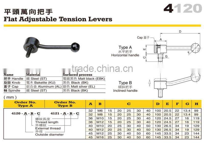 For Mini Lathe and CNC Drilling Handle Flat Adjustable Tension Lever