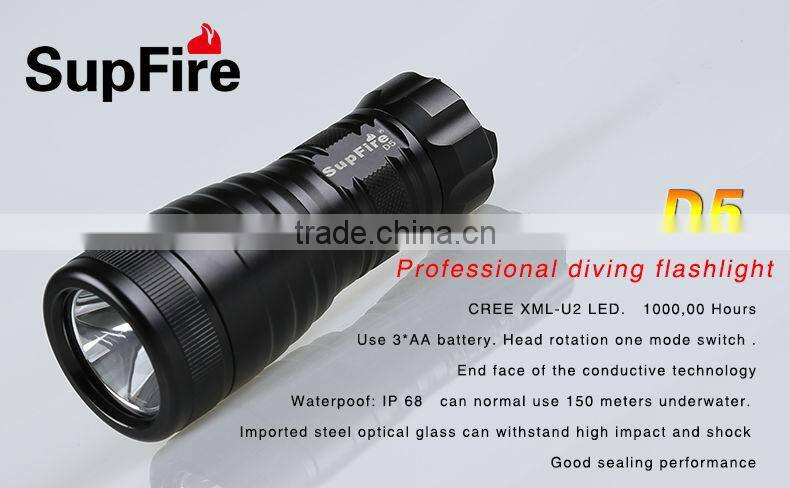 Professional diving Flashlight use dry battery