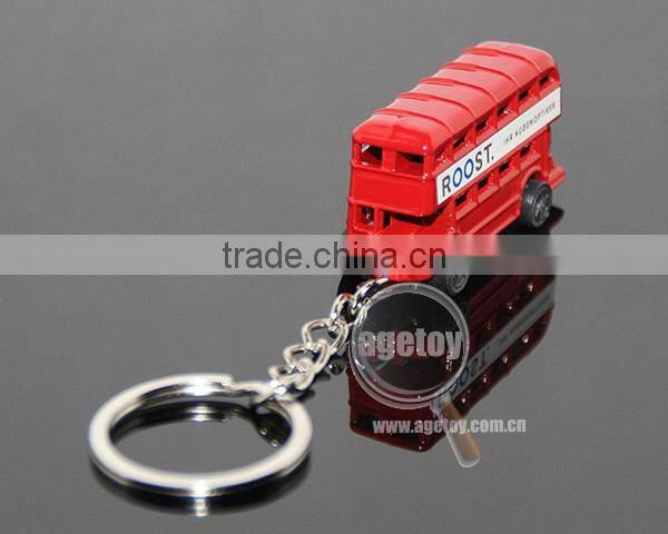 3D Mini Bus Shaped Customized Printing Promotional Souvenir Double-deck London Bus Keychain