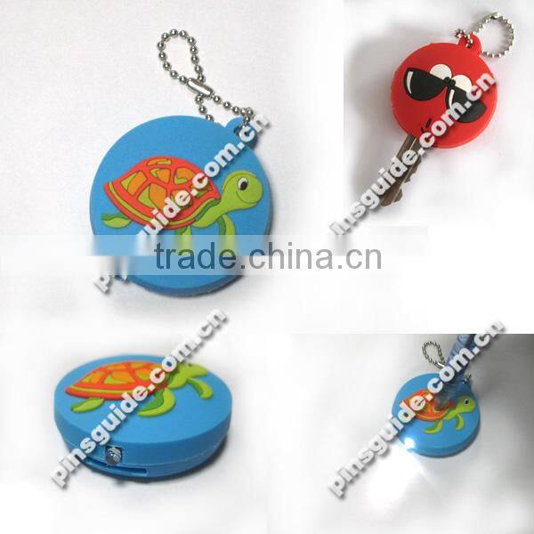 2014 New Arrival Round Shape Printed Cute Tortoise Car Key Case Cover With Led Light