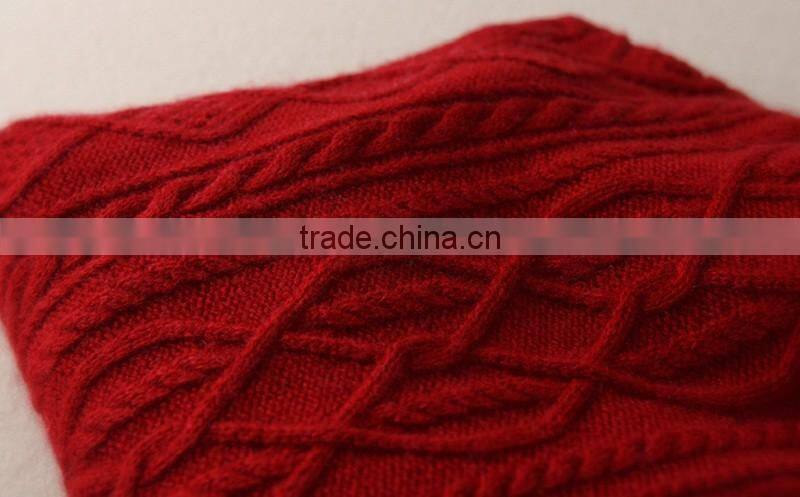 Cashmere sweater high neck long sleeve pullover with cable details