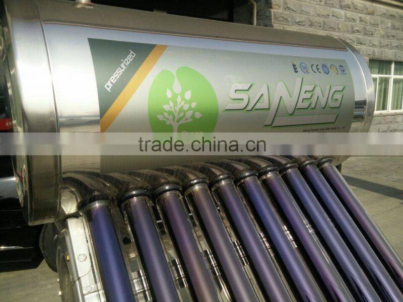 Stainless steel Vacuum Tube Compact Pressurized Solar water heater