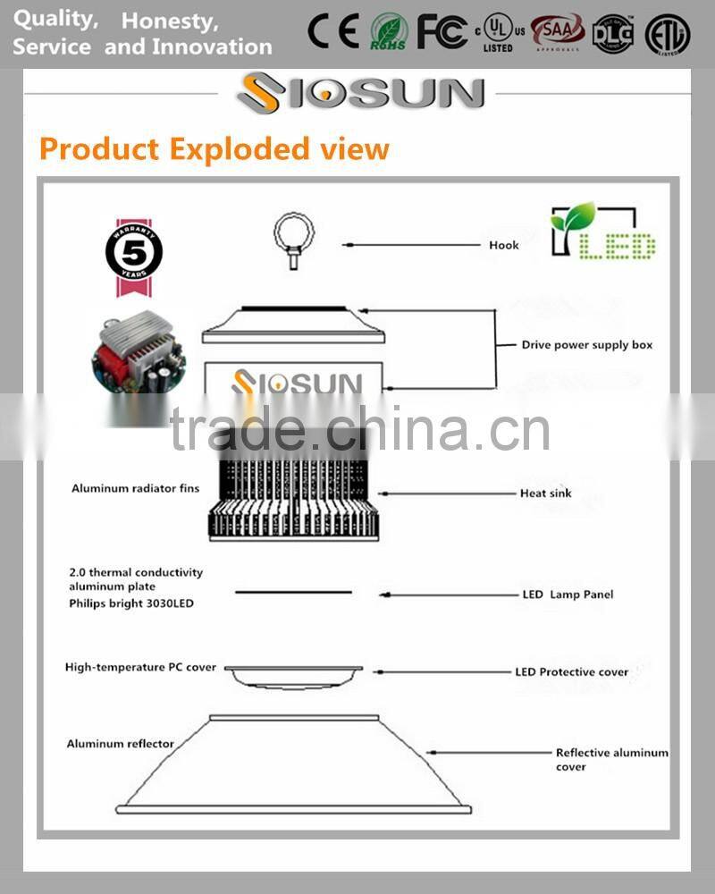 80W 5500 Lumen IP65 3000K Black SMD Housing LED High Bay Light