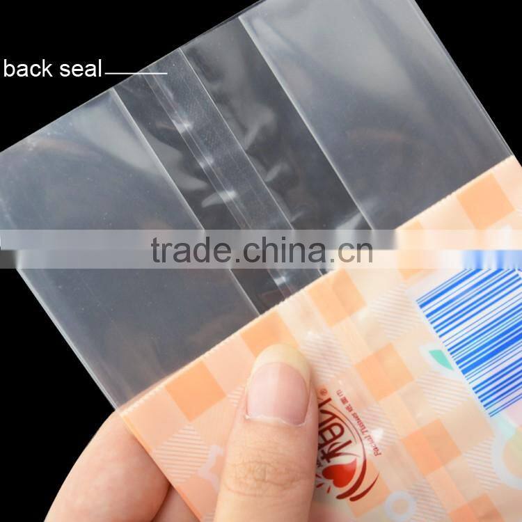 custom size disposable back self adhesive seal opp shrink bag for tissue packing