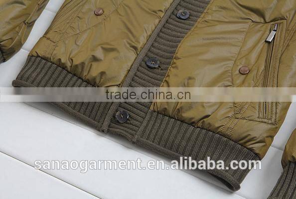 2015 casual men's knitted collar slim fit cotton-padded jacket