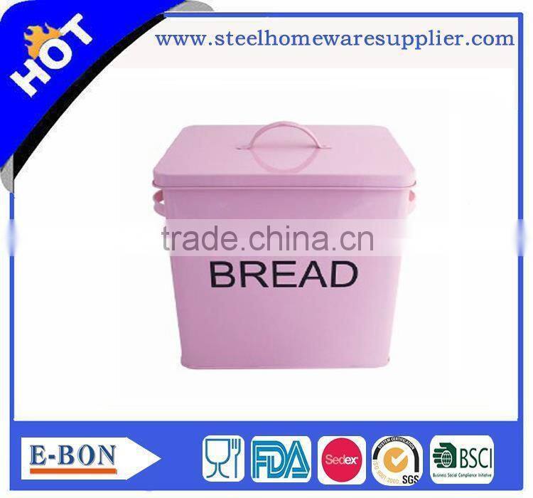 Hot sale stainless steel pink bread bin