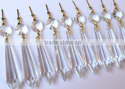 38mm Crystal U-drop Icicle drop with 14mm Octagon Crystal beads