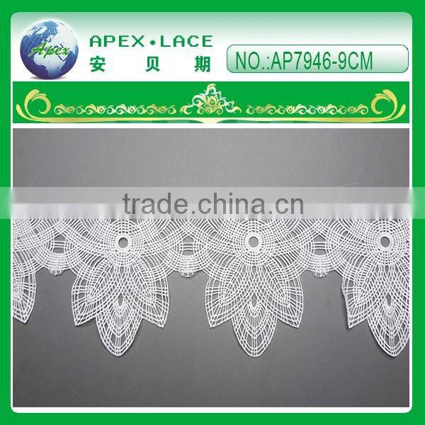 Embroidery polyester lace trim with scallop on both side AP7942