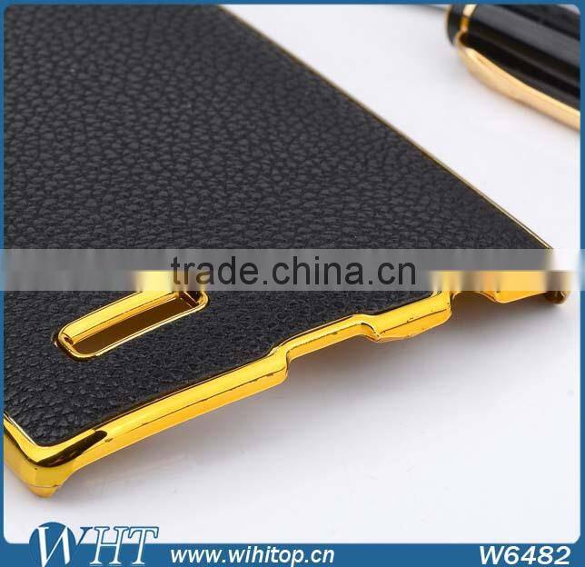 New Product Chrome Gold Side PC Leather Coated Cell Phone Case for LG G4