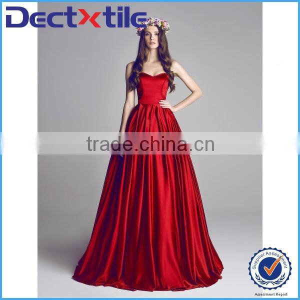 red strapless satin ball gown prom dress wedding dresses made in China