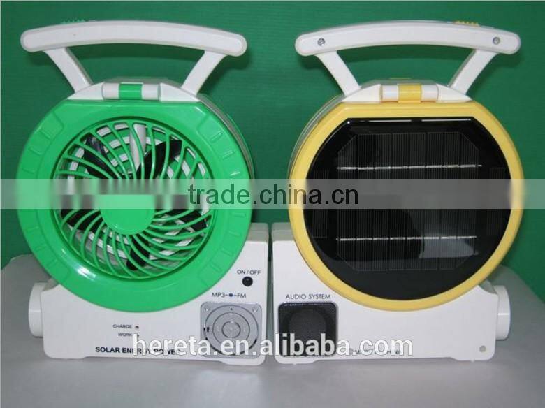 Shenzhen factory direct sale multifunction solar power bank with radio and fan