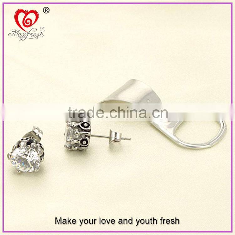 Alibaba Wholesale Jewelry Hotsale Simple Unisex Round Cut Basket Rhinestone Zircon CZ Faceted Ear Stud Stainless Steel Earring