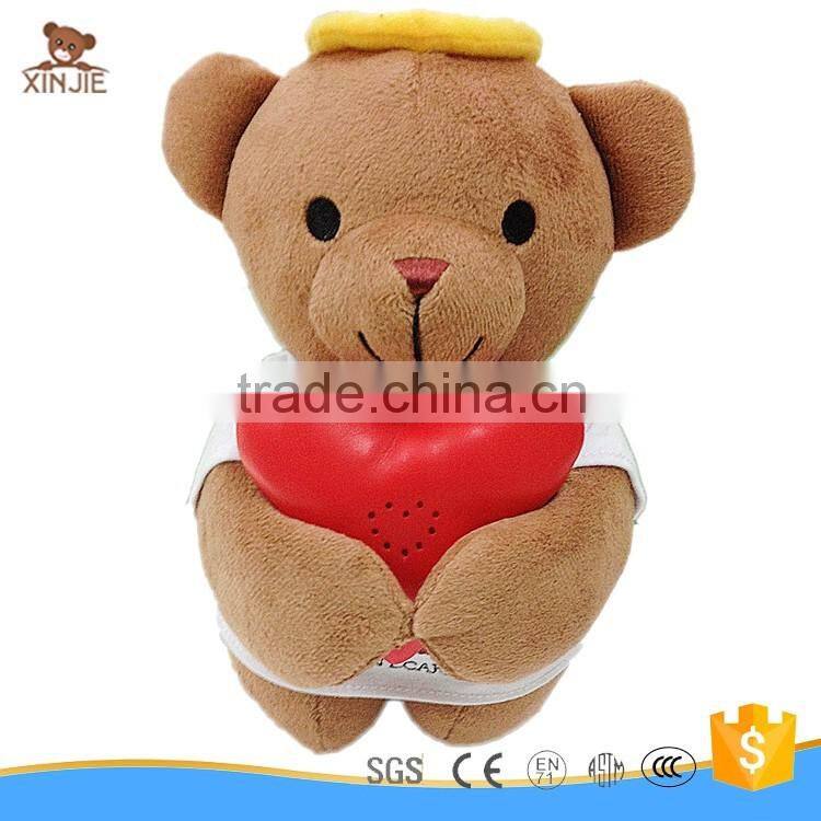 good quality prayer bear plush toy custom made soft prayer bear toy with heart shape voice recorder