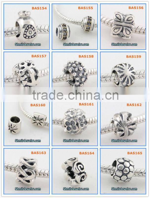 Wholesale Pink CZ Rhinestone Sterling Silver Heart Beads BCZ43A