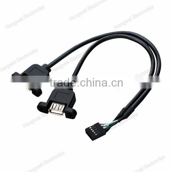 Custom Dupont 2.54mm pitch 5 pin to USB2.0 A male equipment internal connection moulded cable