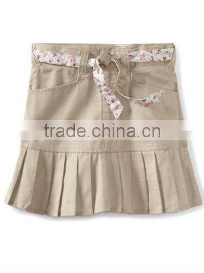 Print Belt Twill School Uniform Skirt