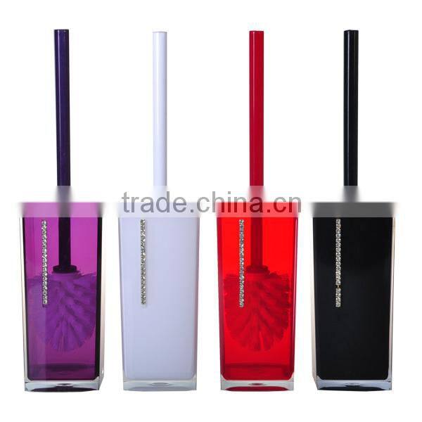 Plastic toilet brush holder with diamond