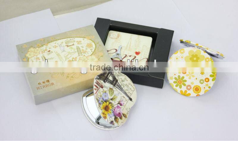 2014 hot scenery painting round make up mirrors for wholesale,MB133