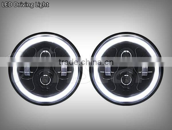 7Inch Round LED Headlights Halo Angle Eyes For Jeep Wrangler LED Driving Light LED High Beam Low Beam Offroad Lighting for Jeep
