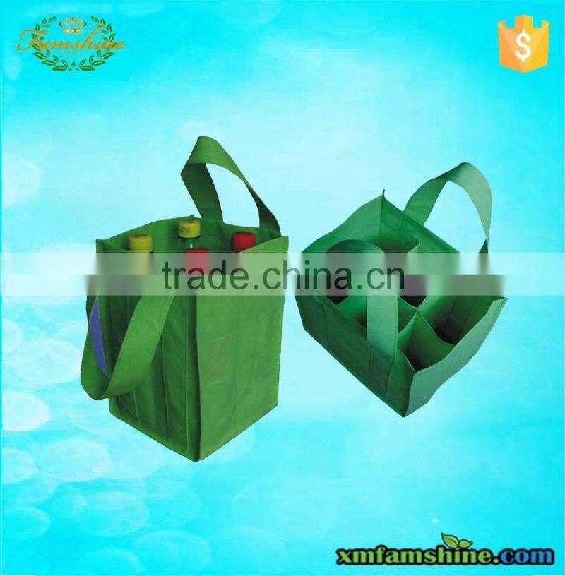 eco friendly non woven 6 bottle wine glass carrying bag