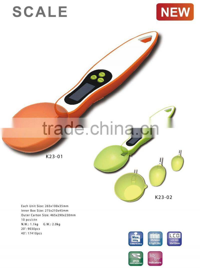 300g 0.1g spoon scale for sugar,salt,spices during cooking with large spoon kitchen scale
