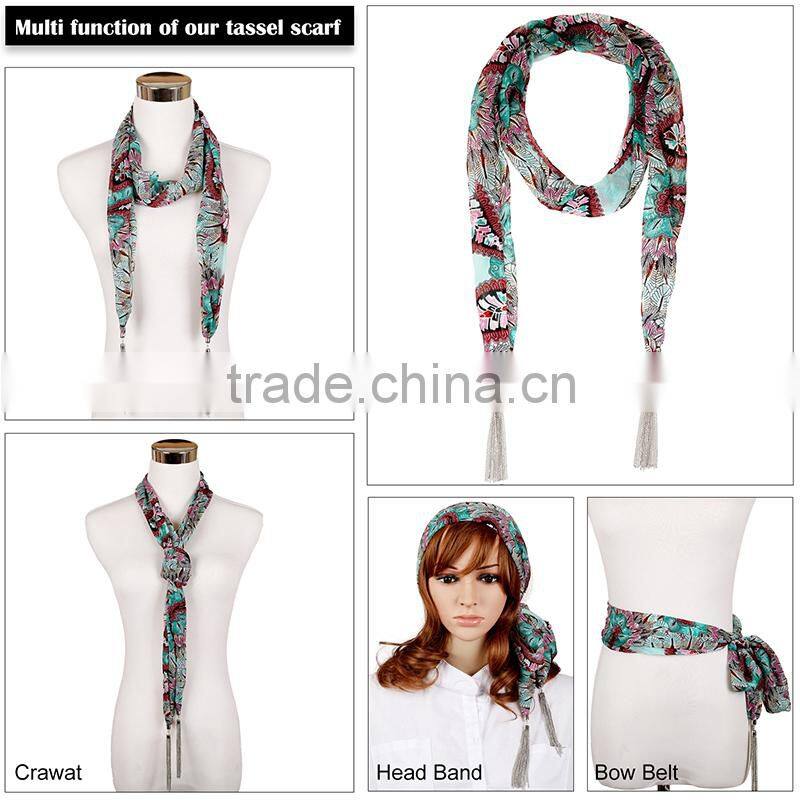 Top sale passion tropical plants printing scarf,functional scarf