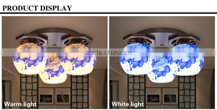 Chinese handmade blue and white porcelain led celling light