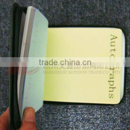Forest Green Zipper Closed Leatherette Autograph Book with Golden Stamping