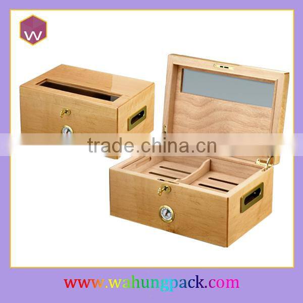 Fancy Wooden Cigar Box Hardware/ Cigar Box With Custom Window And Metal Lock Design